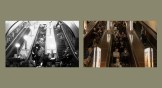 An image of London residents in 1940 hiding in an underground station during a Nazi bombing raid and an image of Ukrainians in 2023 hiding in a subway station during Russian missile airstrikes